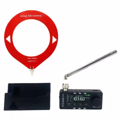 AMNVOLT V4 ATS MINI Radio with Stand and Ear Amplifier Si4732 DSP 1.9 Inch Screen