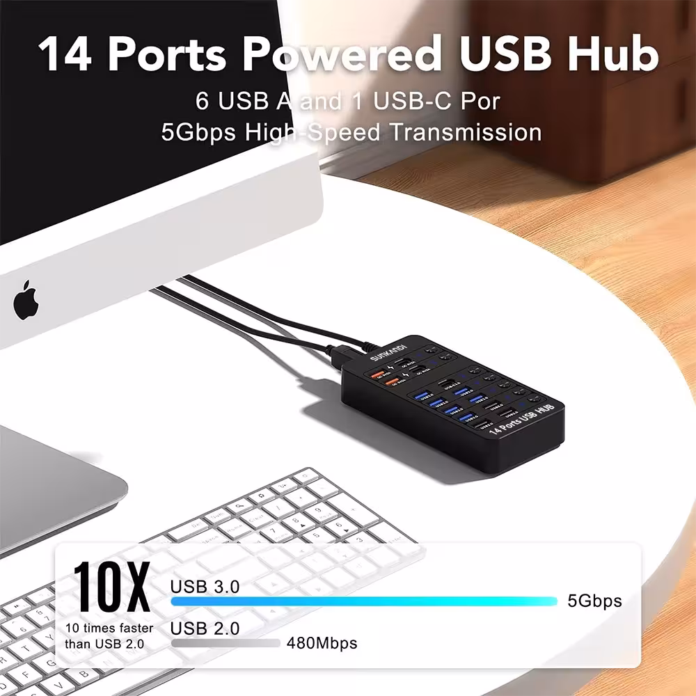 USB šakotuvas su LED