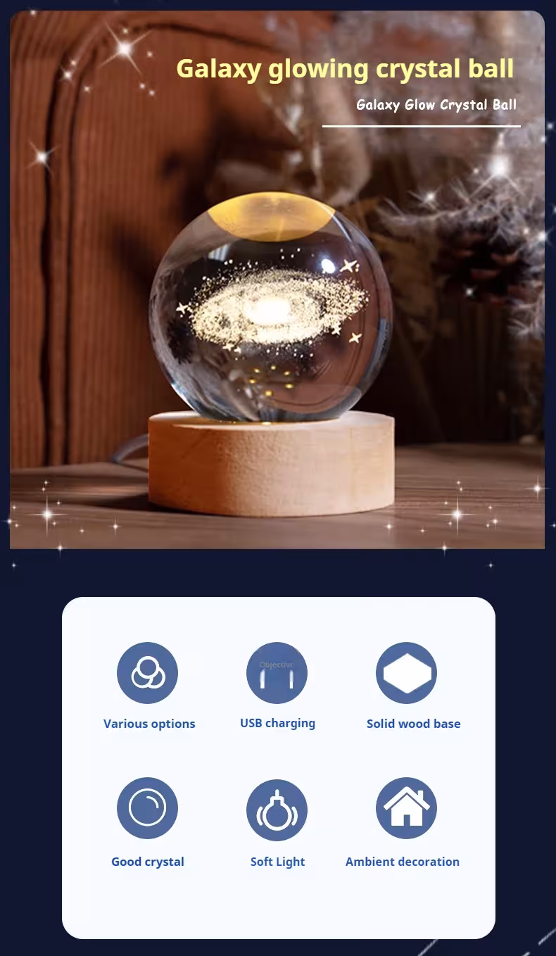 lampada notturna con sfera di cristallo