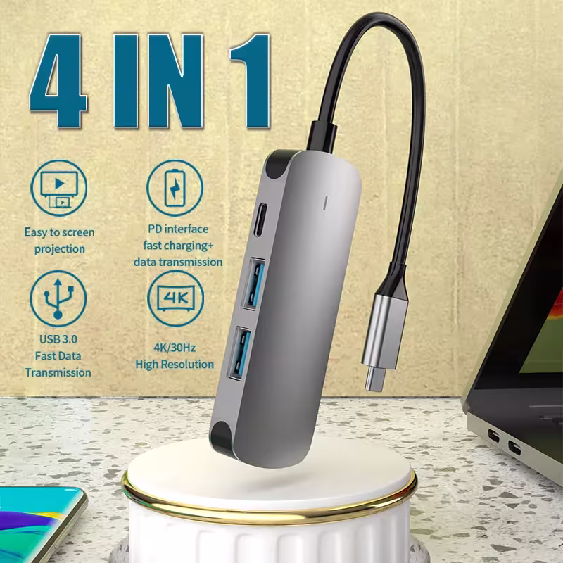 USB C šakotuvas su 4K HDMI 100W PD įkrovimu SD TF kortelių skaitytuvu MacBook iPad Huawei Samsung telefonams