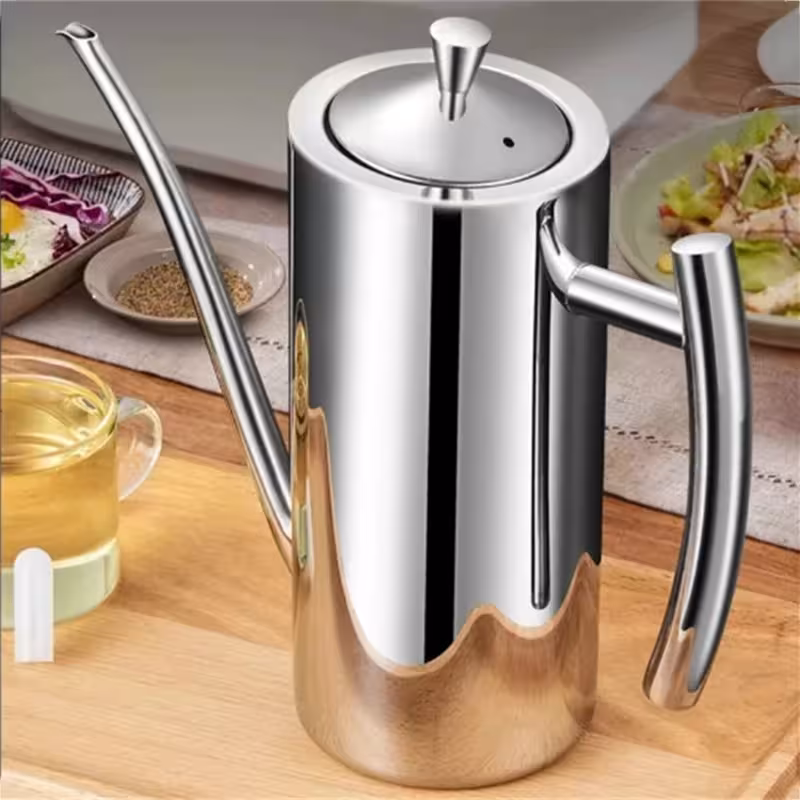 Stainless steel 304 oil container for the kitchen with a lid and dust protection