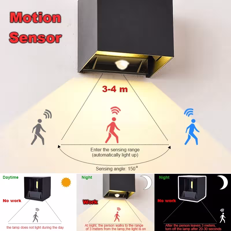 Aplique de pared con sensor de movimiento, decoración de aluminio y acrílico, iluminación LED para pasillo, cocina o dormitorio