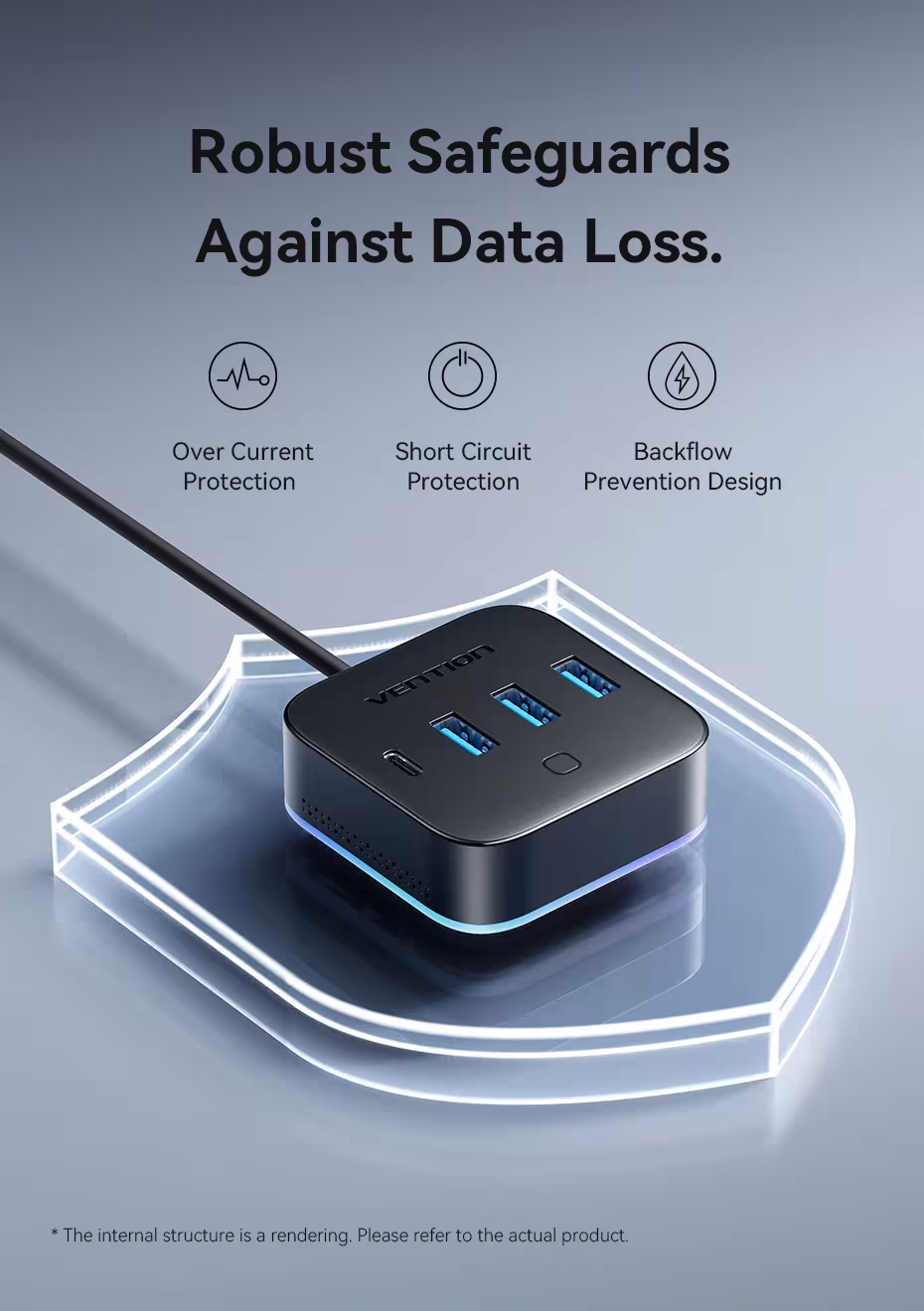 USB hub with RGB lighting