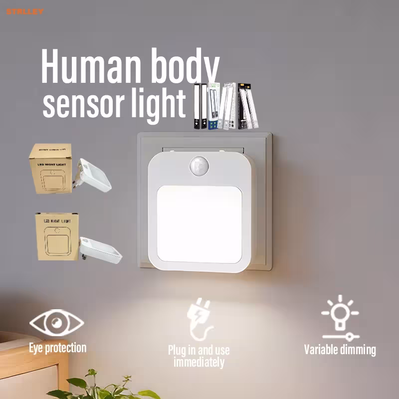 Wireless motion sensor LED night light with charger plug for the bedroom