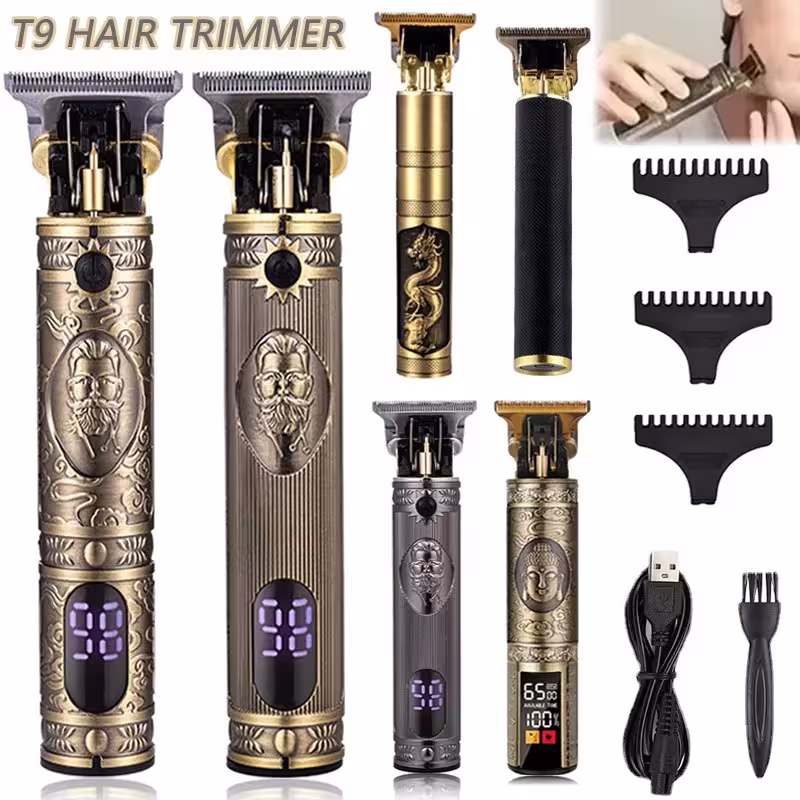 Macchina professionale per capelli da uomo e barbieri, con batteria ricaricabile, corpo in metallo e cavo di ricarica USB