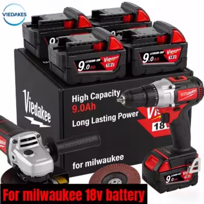 Batería de sustitución de iones de litio para herramientas Milwaukee 18V - taladros, destornilladores, rectificadores de esquina, llaveros