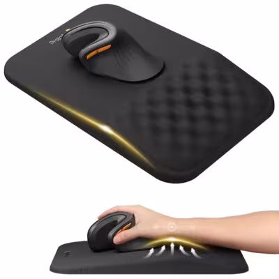Tapis de souris ergonomique avec repose-poignet, design massant, surface en mousse à mémoire de forme et base antidérapante en PU pour soulager les douleurs.