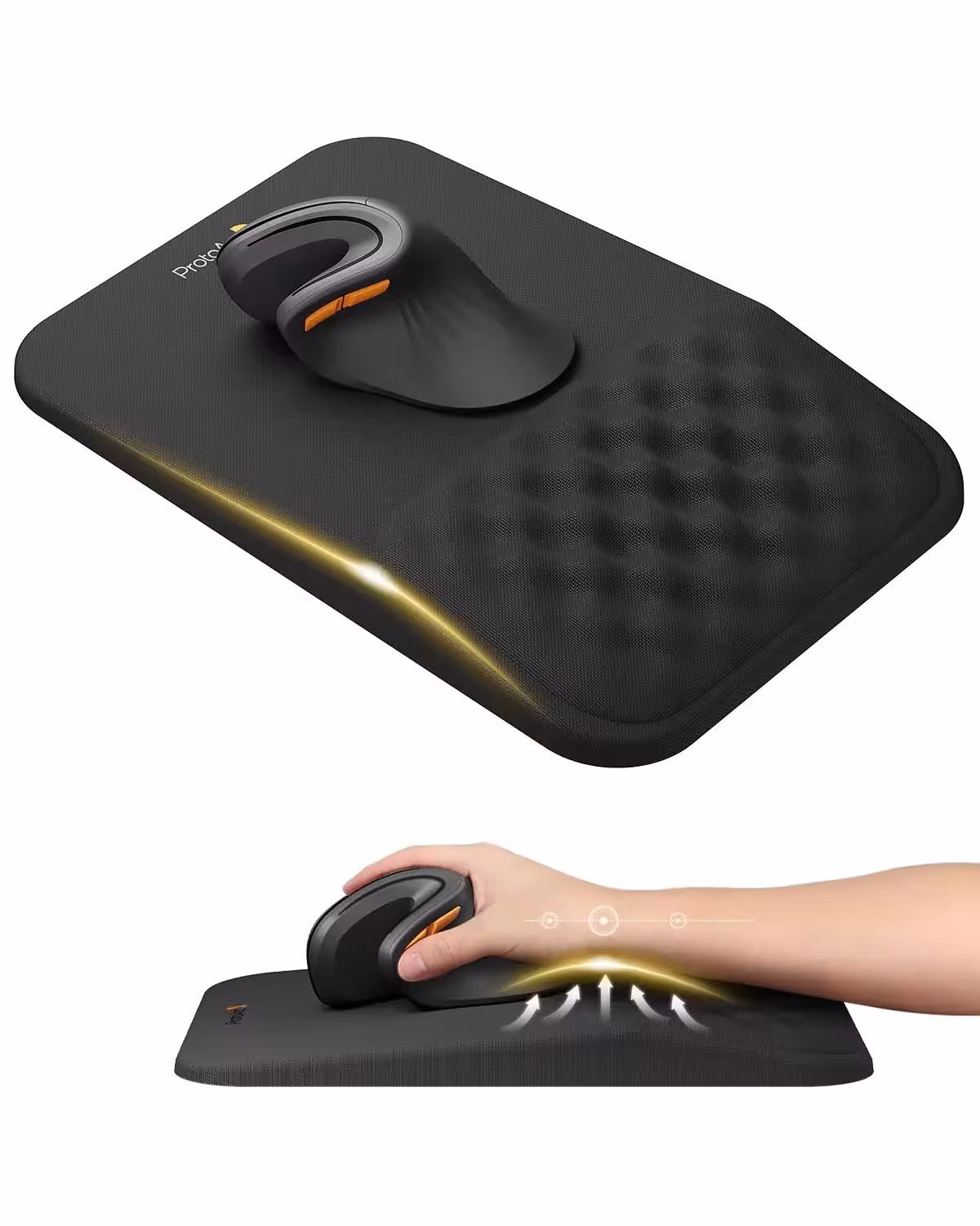 Tapis de souris ergonomique avec repose-poignet, design massant, surface en mousse à mémoire de forme et base antidérapante en PU pour soulager les douleurs.