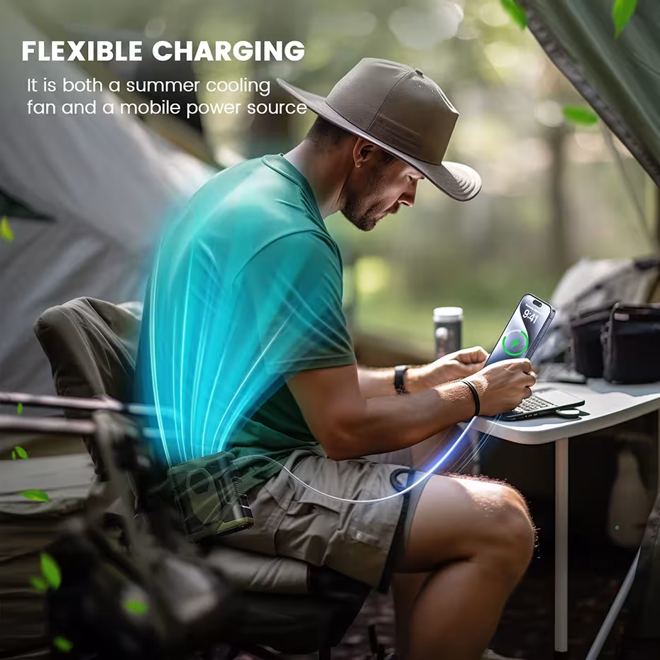 ventilador de cintura con power bank