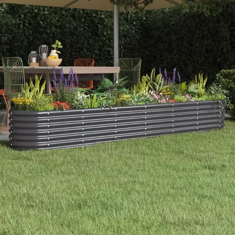 Aletta rialzata per giardino in acciaio zincato di colore antracite, ideale per coltivare ortaggi e fiori