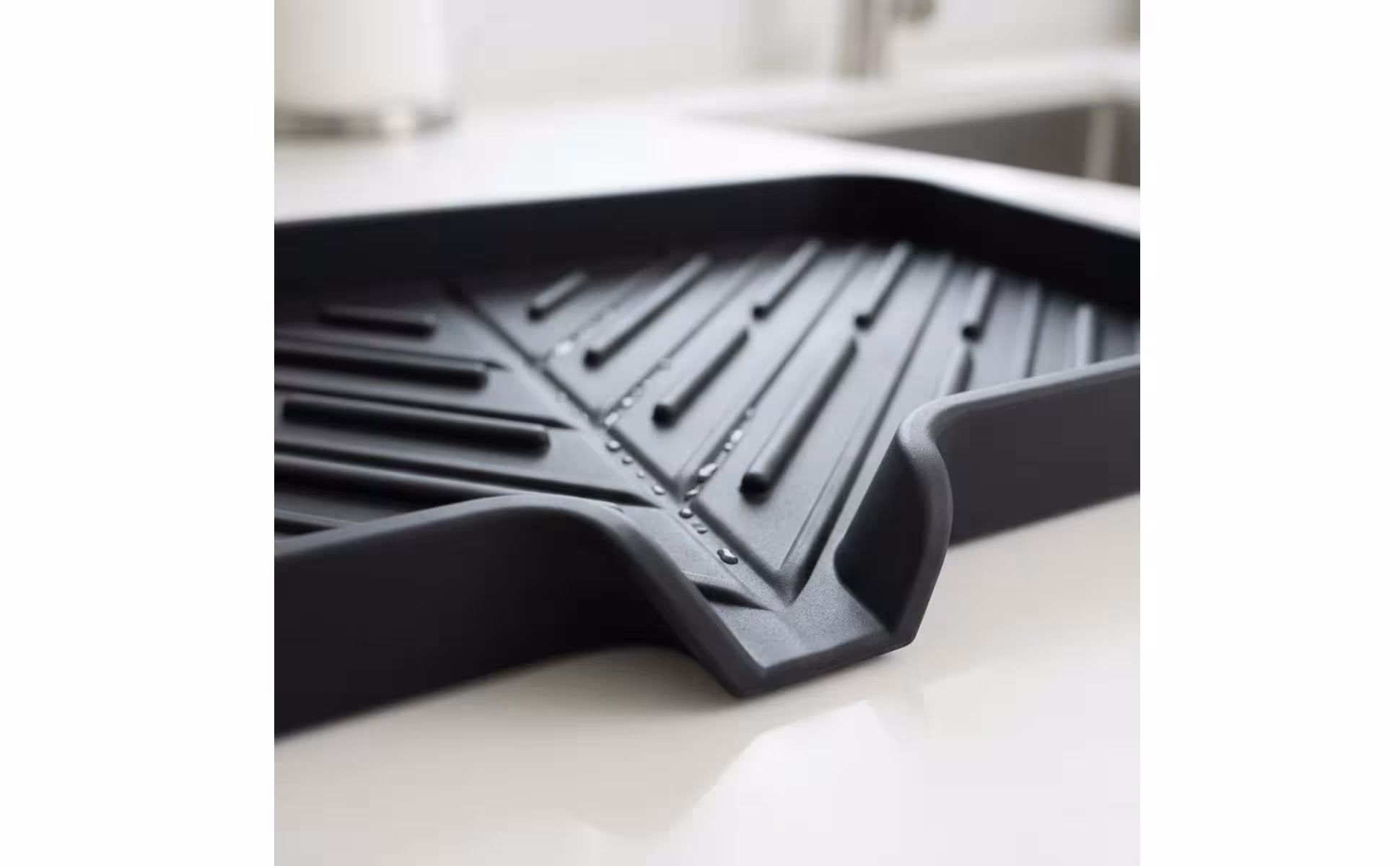 Alfombrilla de drenaje de silicona con ranura, bandeja de drenaje rectangular, accesorio para el hogar con esquinas redondeadas para encimera de cocina Alfombrilla de drenaje de silicona con ranura, bandeja de drenaje rectangular, accesorio para el hogar con esquinas redondeadas para encimera de cocina