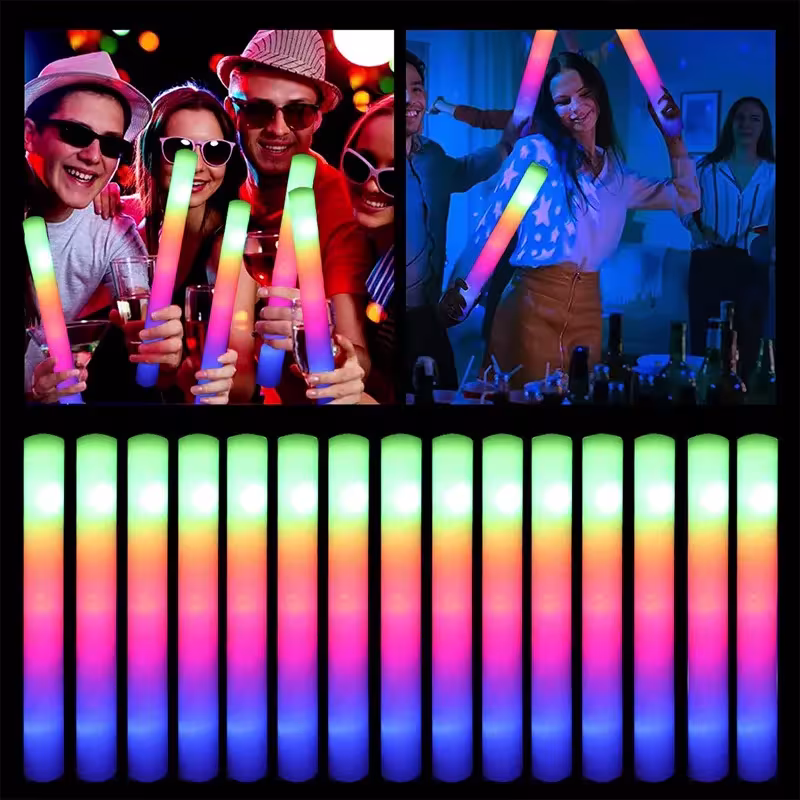 LED foam glow sticks 15/30pcs colored RGB glowing tubes for parties