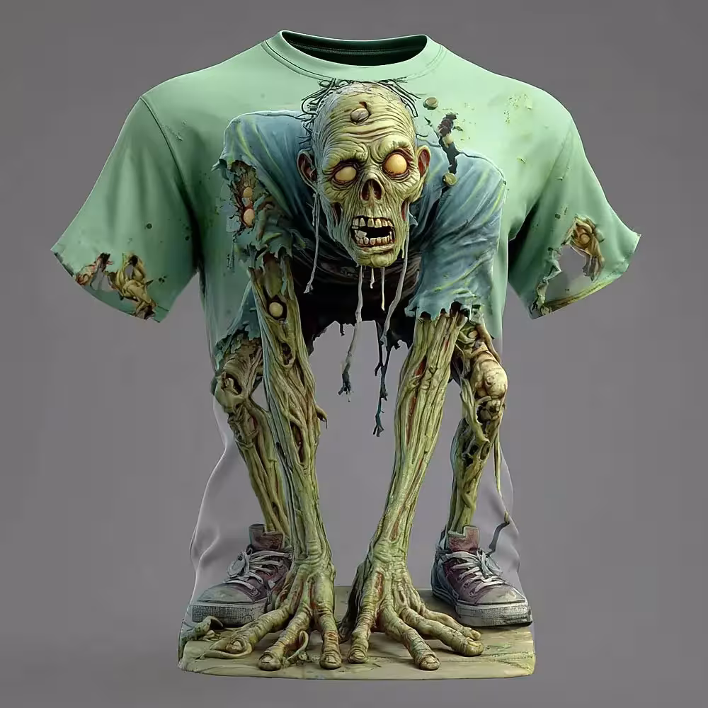 Tema horror zombie 3D stampa t-shirt di Halloween per uomini e bambini, manica corta, giochi di ruolo all'aperto