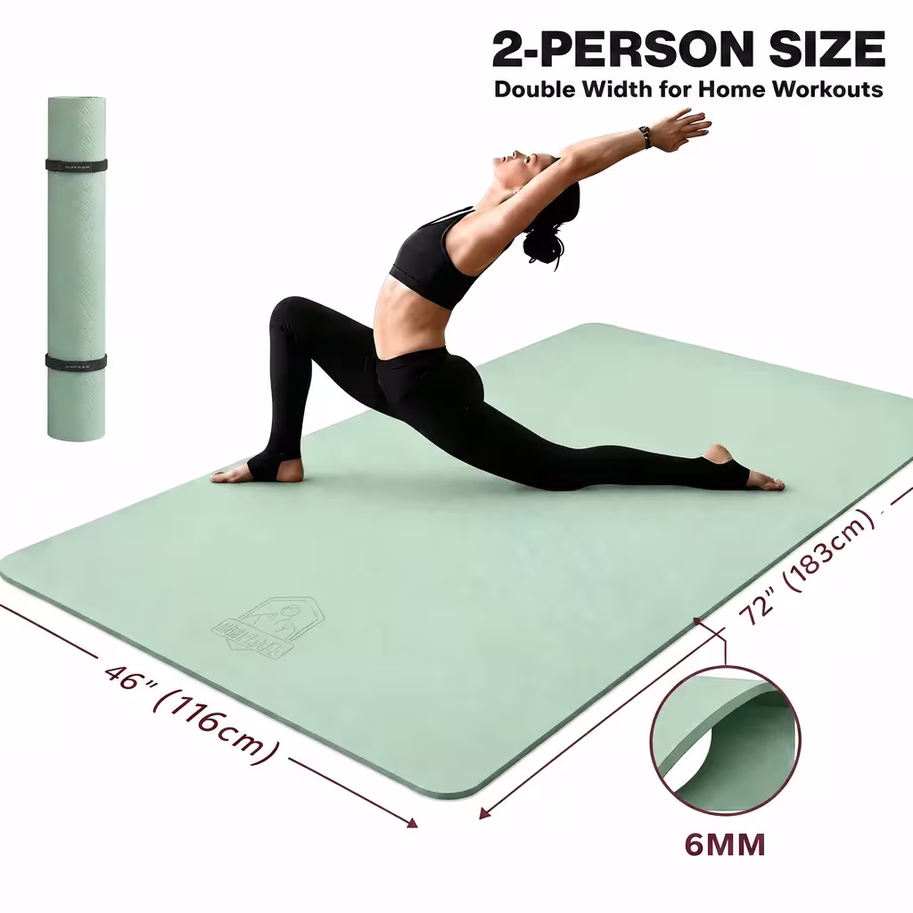 HAPBEAR didelis jogos kilimėlis moterims, 6mm/8mm storio, ekologiškas TPE, neslystantis, platus kilimėlis Pilates ir namų treniruotėms