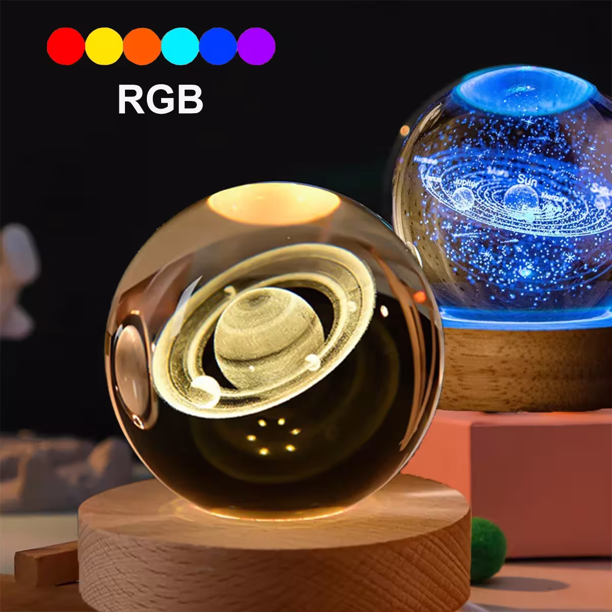 lampada notturna con sfera di cristallo