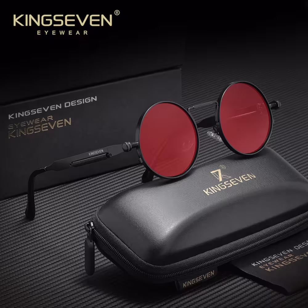 Gafas de sol polarizadas redondas para hombre y mujer KINGSEVEN, diseño retro vintage estilo steampunk