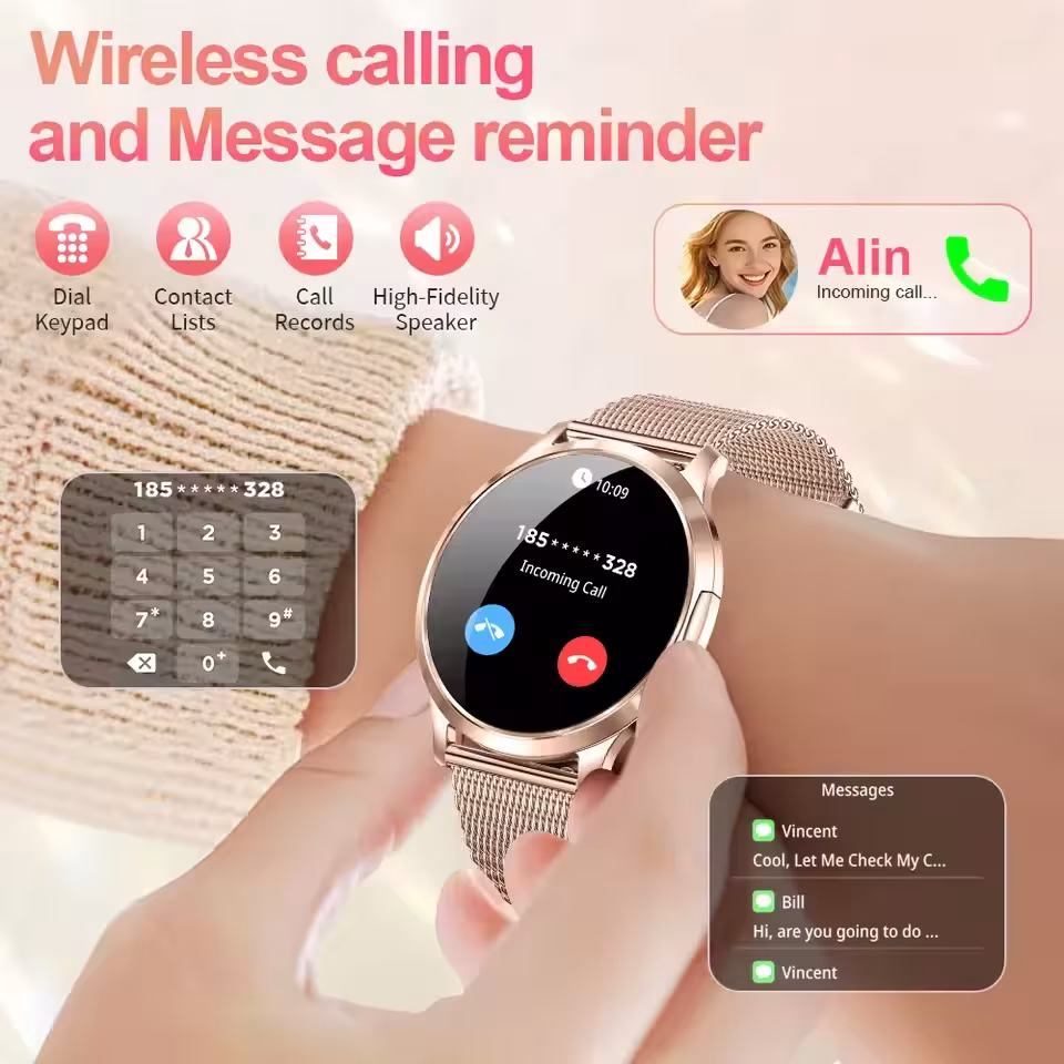 Moteriškas išmanusis laikrodis su 1.32 colio AMOLED jutikliniu ekranu, Bluetooth skambučiais ir NFC funkcija