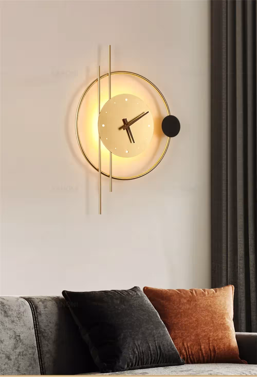 LED wall lamp with clock