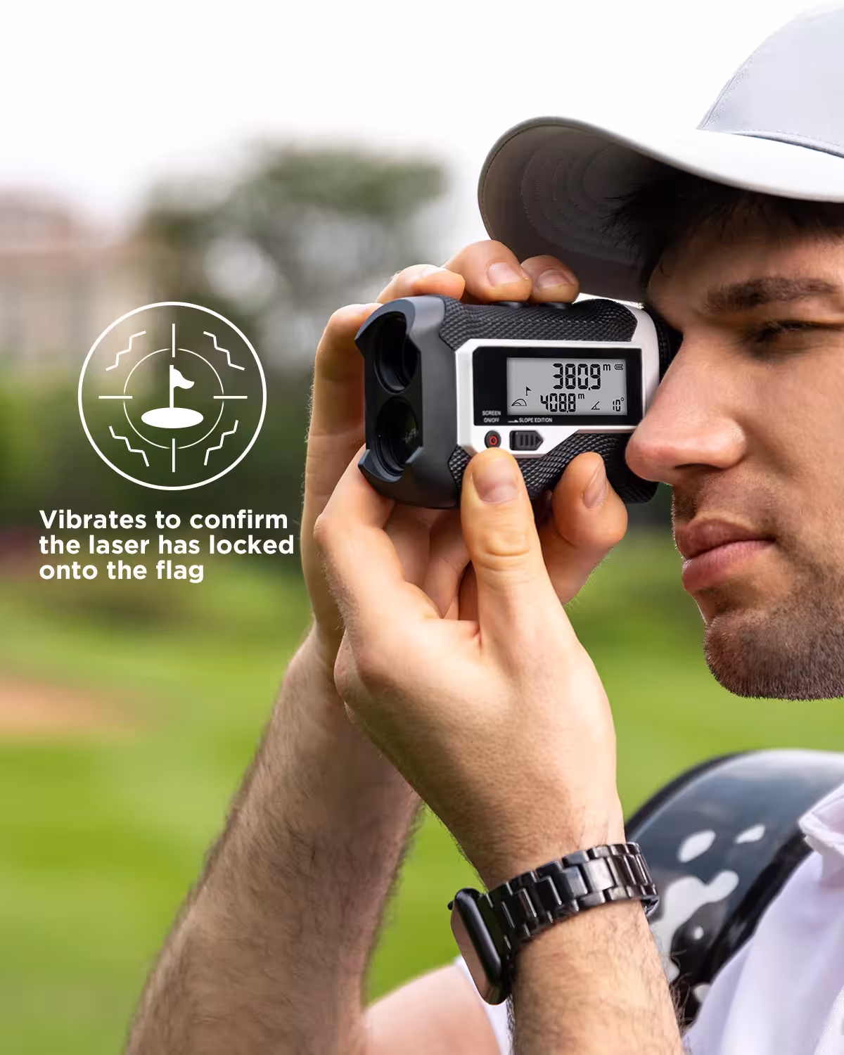 Golf lazerinė nuotolio matavimo sistema