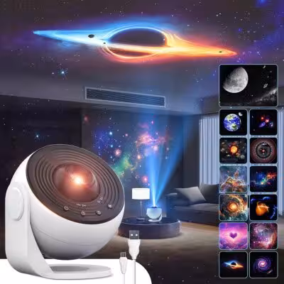 13 scene HD galaxy star projector with 360° rotation, timer, and adjustable focus for bedroom lighting