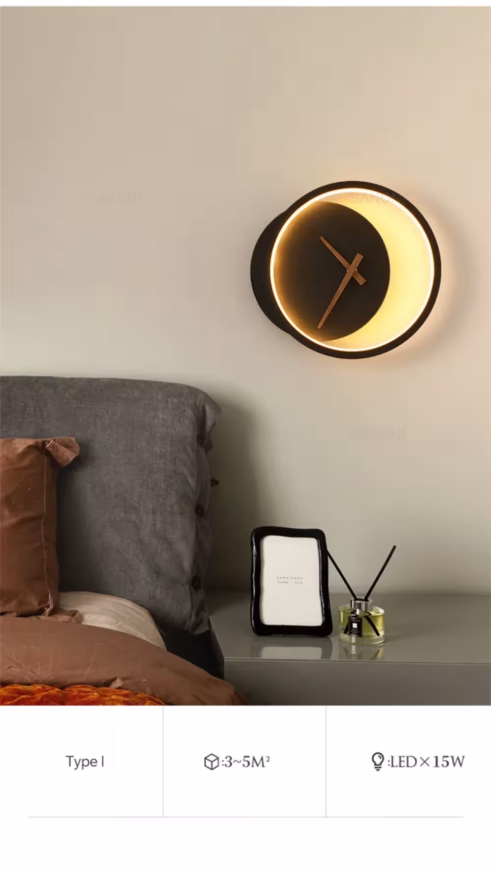 LED wall lamp with clock