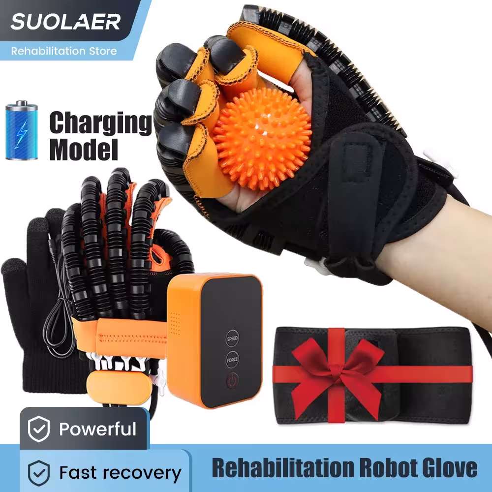 Guantes robóticos de rehabilitación recargables por USB para pacientes con hemiplejia e ictus, diseñados para restaurar la función de la mano y los dedos.