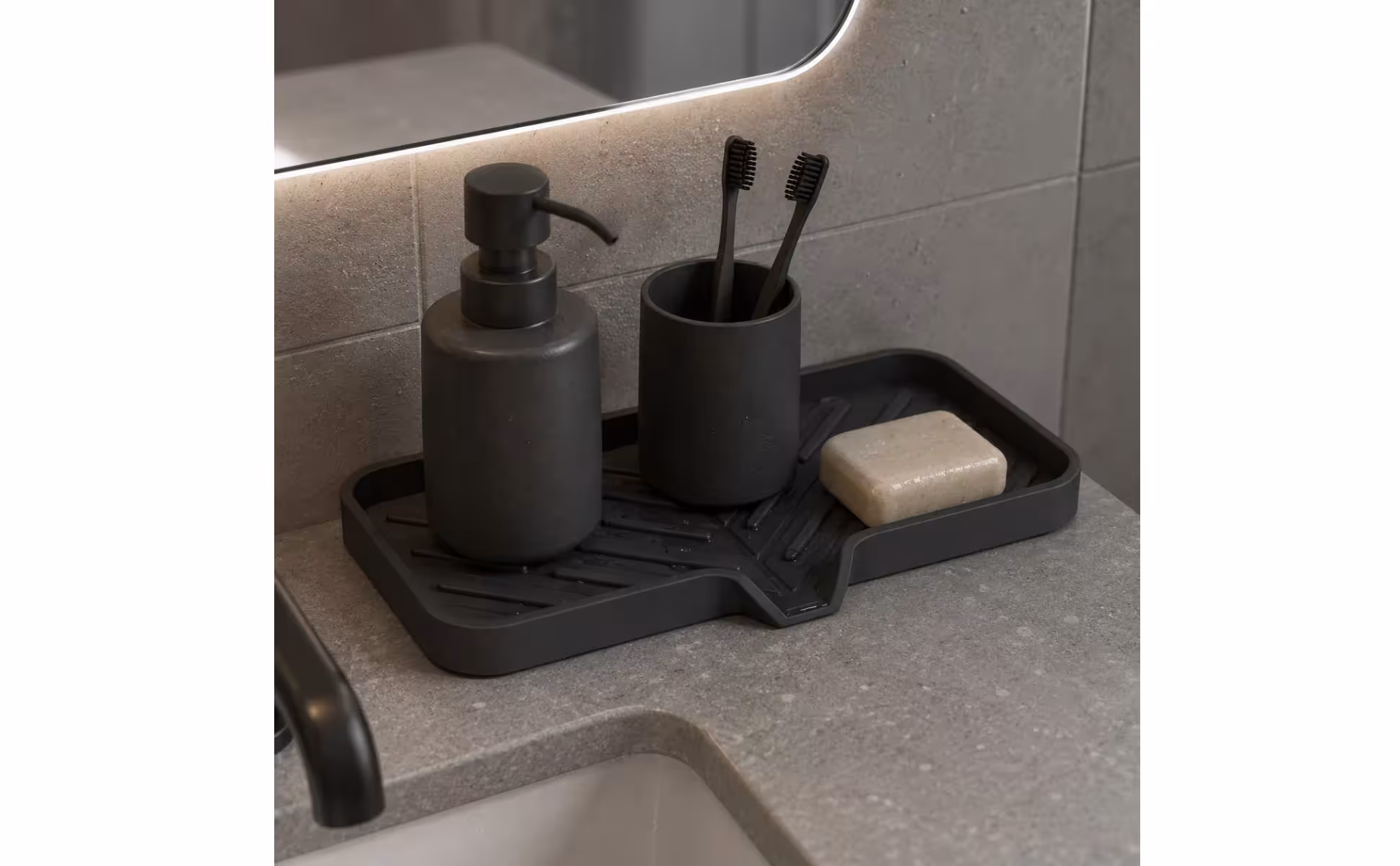 Alfombrilla de drenaje de silicona con ranura, bandeja de drenaje rectangular, accesorio para el hogar con esquinas redondeadas para encimera de cocina Alfombrilla de drenaje de silicona con ranura, bandeja de drenaje rectangular, accesorio para el hogar con esquinas redondeadas para encimera de cocina