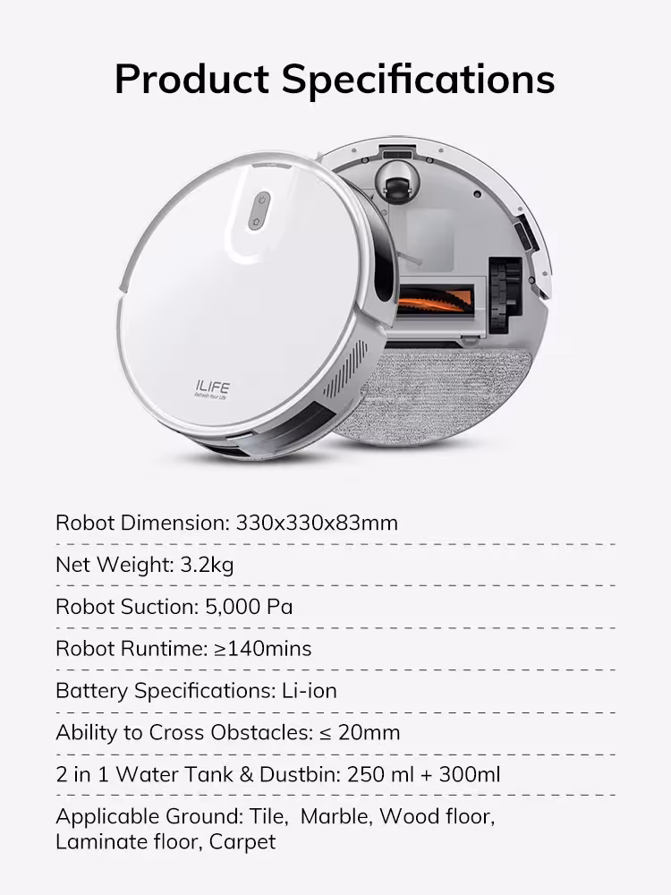 robotas dulkių siurblys 5000Pa