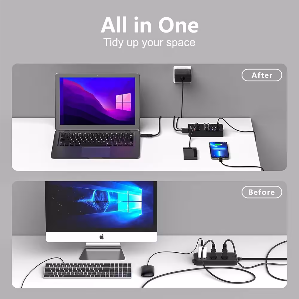 USB šakotuvas su LED