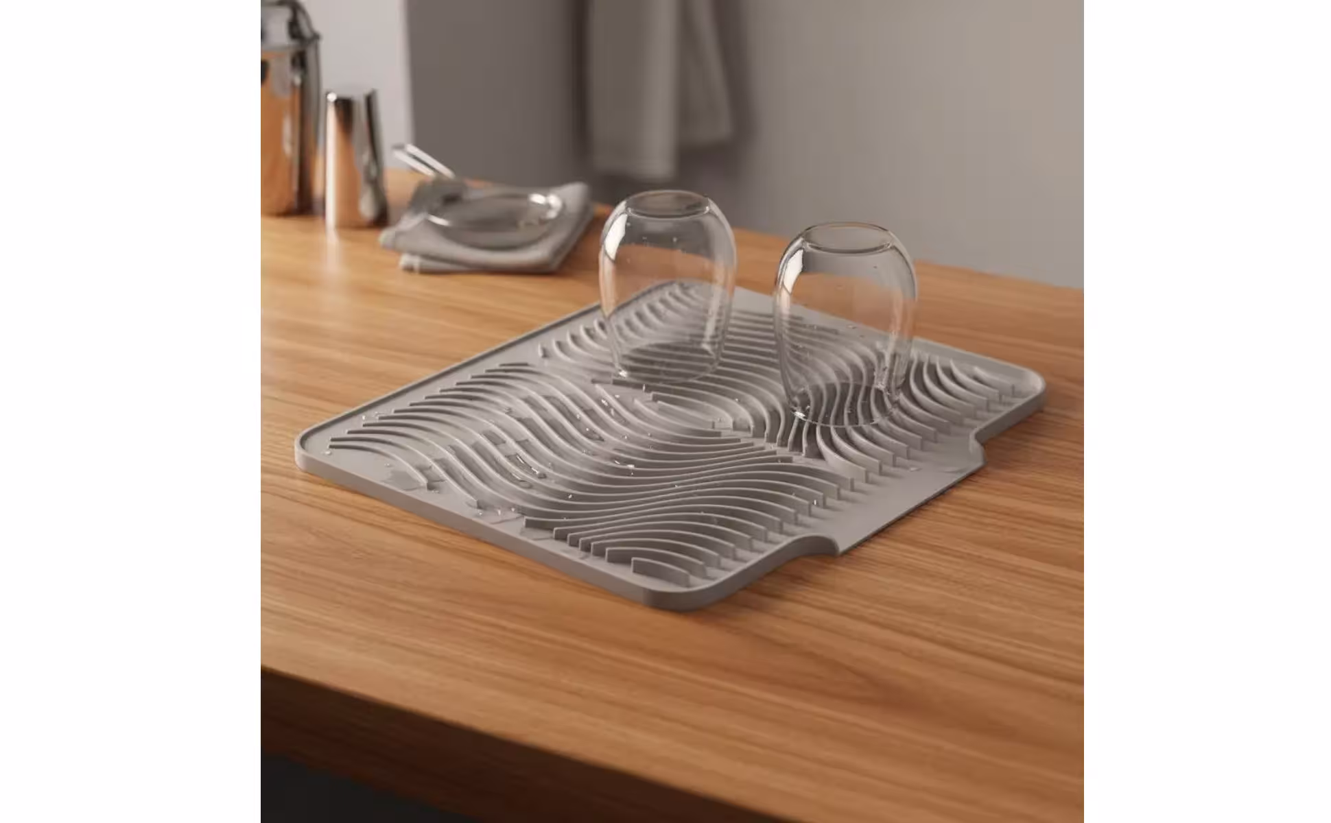 Plateau de drainage incliné, tapis de séchage pour vaisselle en silicone résistant à la chaleur, tapis de drainage pour comptoir de cuisine, facile à nettoyer pour bar