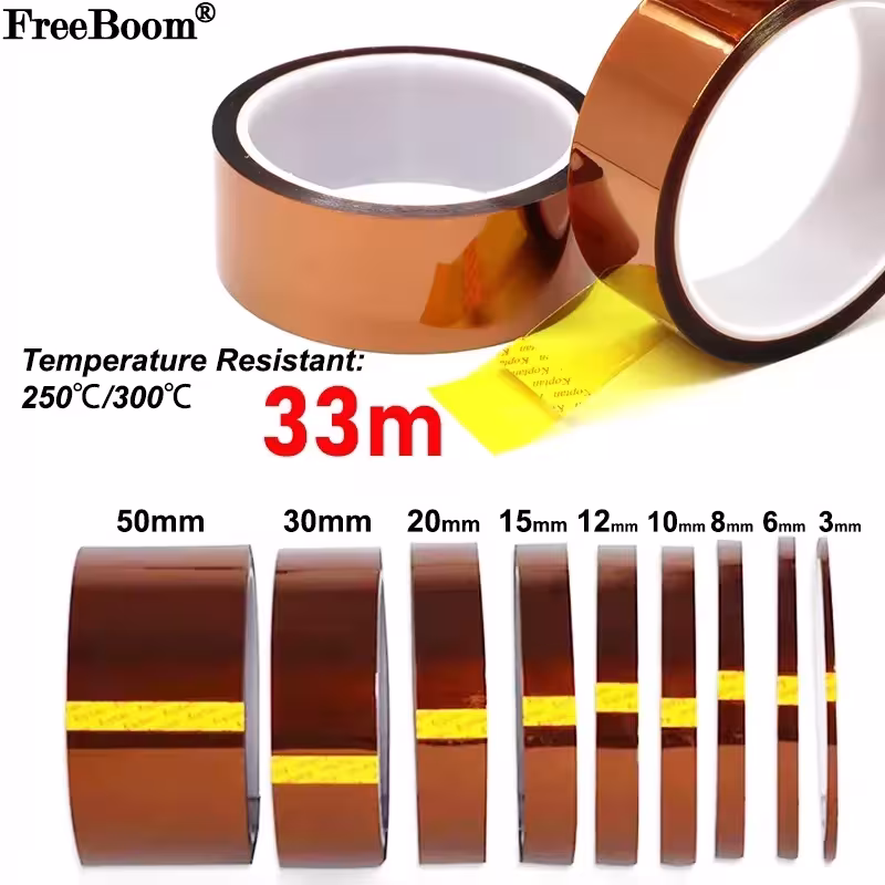 High temperature heat resistant polyimide insulation tape for BGA electronic board protection, gold color, width 3-100mm