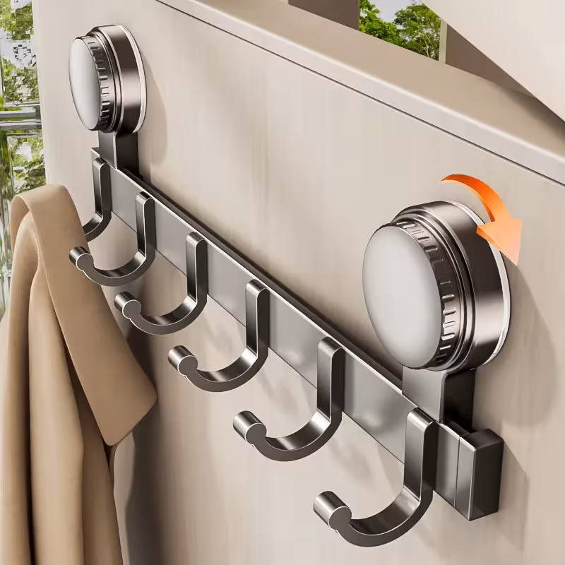 Ganchos de aluminio con ventosa para toallas y ropa, juego de 6 unidades para accesorios de baño y cocina