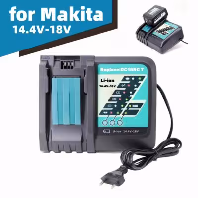 Cargador rápido DC18RC compatible con baterías de iones de litio Makita 14,4V-18V BL1415 BL1830B BL1850B