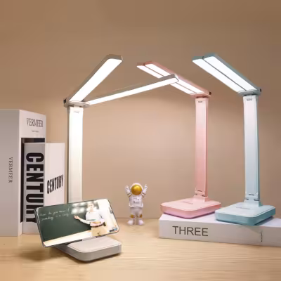 LED-Schreibtischlampe mit USB-Ladefunktion, 3 Helligkeitsstufen, Touch-Schalter, klappbar