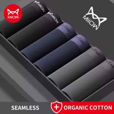 MiiOW 4-pak męskich bokserek bawełnianych z grafenem, antybakteryjne, L-5XL
