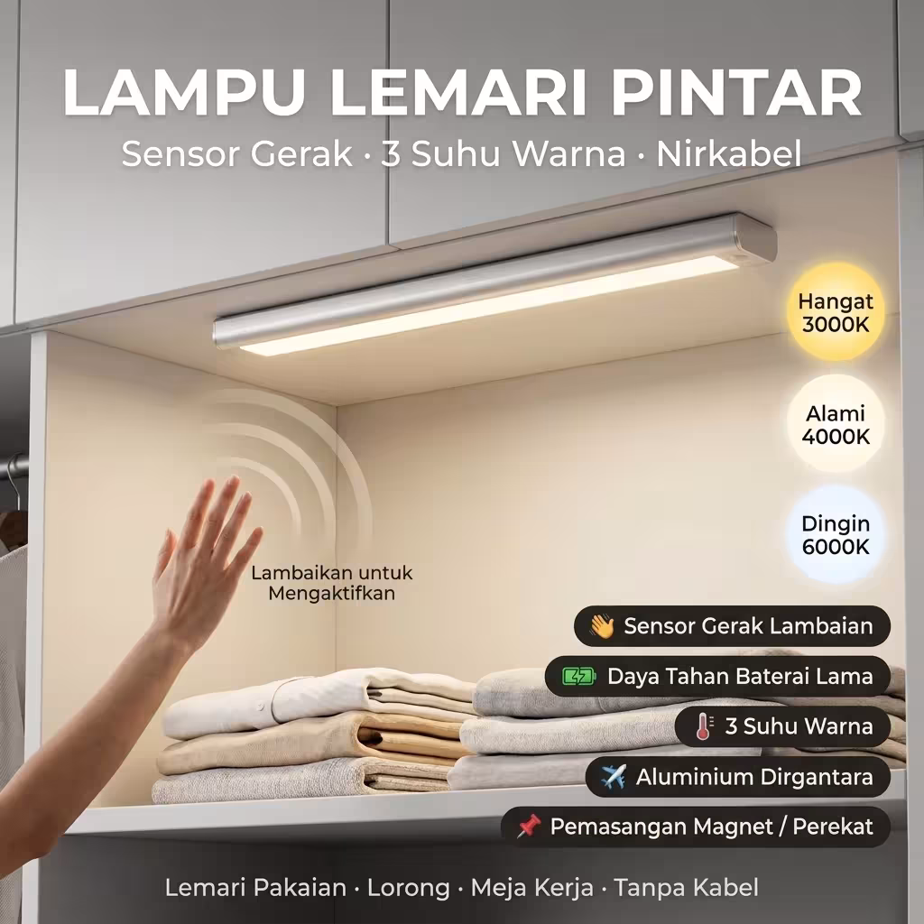 LED naktinė lempa su judesio sensoriumi, jutiklinis reguliavimas, 3 spalvų, USB įkraunama