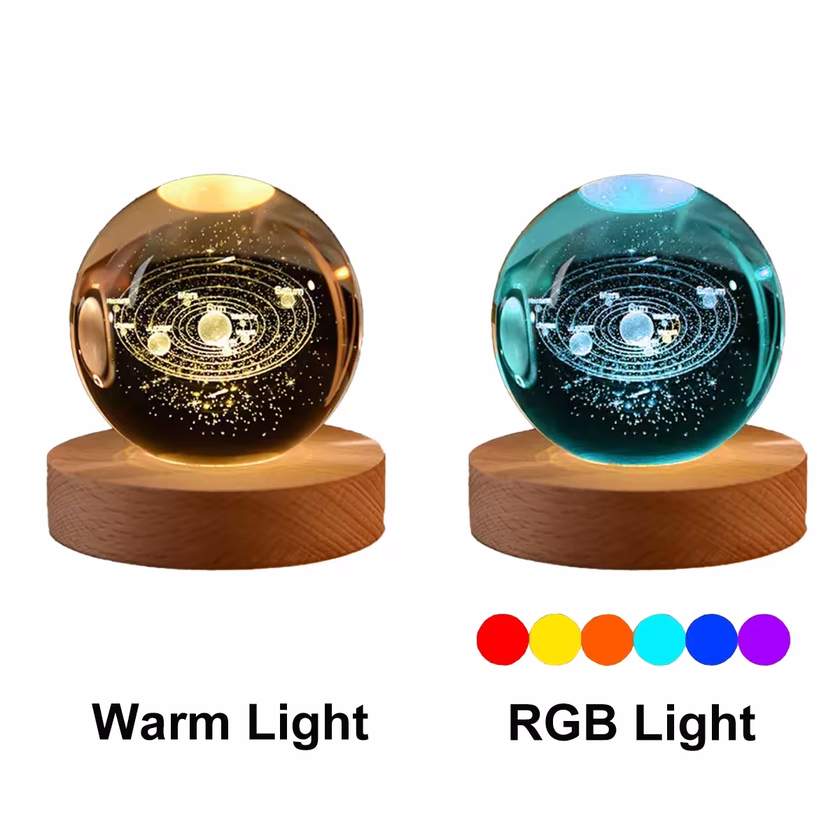 lampada notturna con sfera di cristallo
