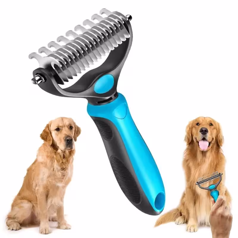 2in1 Hundehaarseparator aus Edelstahl mit Doppelzähnen für Katzen