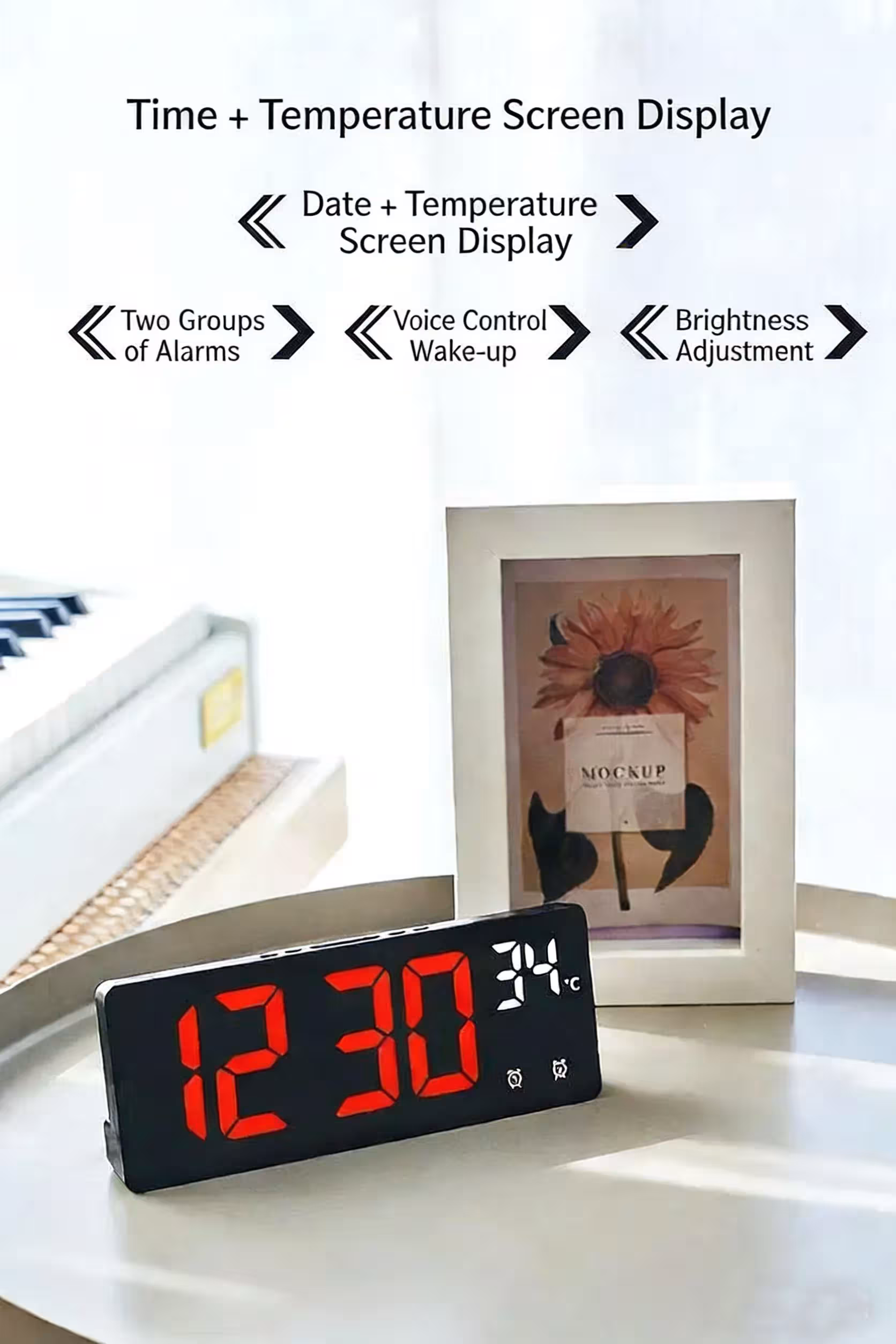 digital alarm clock with temperature display
