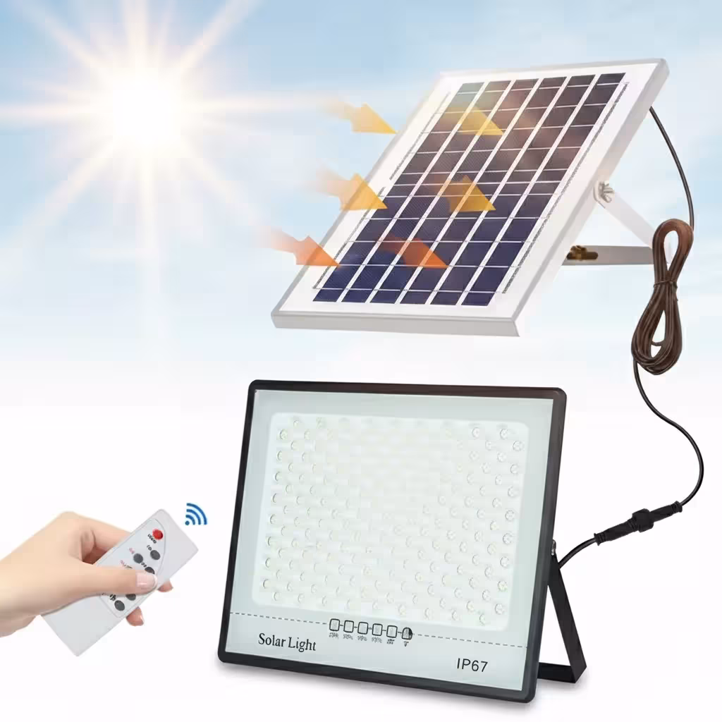 LED Saulės Baterijos Lauko Prožektorius IP67 Vandeniui Atsparus Sodo Sienos Šviestuvas su Pultu