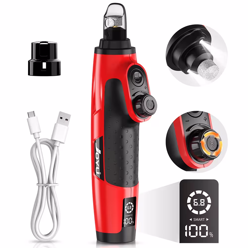 JOYU broyeur à ongles pour chiens rechargeable avec éclairage LED, trimer électrique silencieux 6 vitesses pour chiens et chats