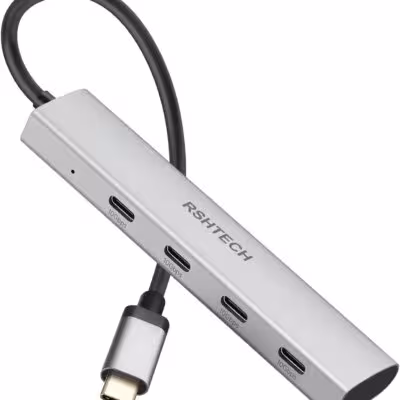 Adattatore USB C RSHTECH con 4 porte, trasferimento dati a 10Gbps, portatile, per MacBook Pro