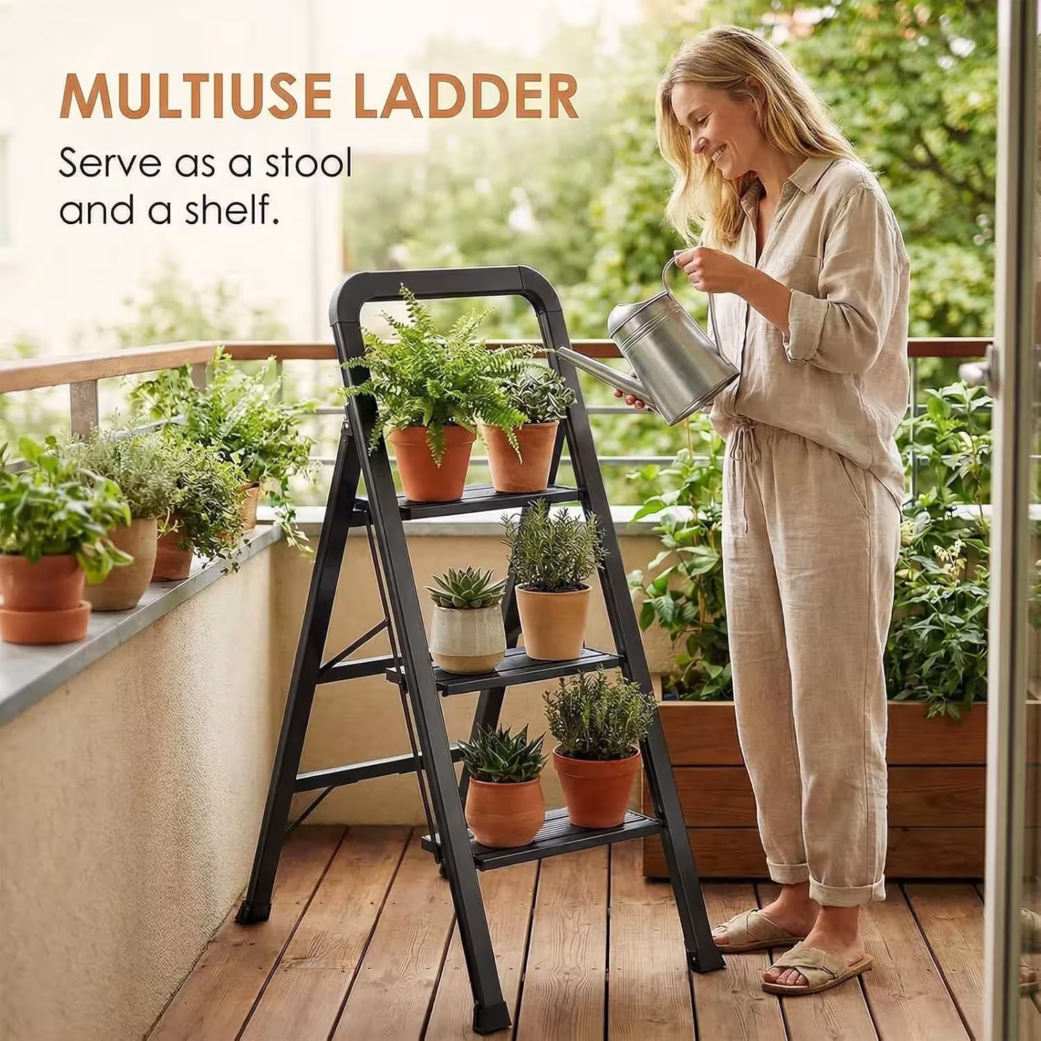 Aluminum ladder with platform
