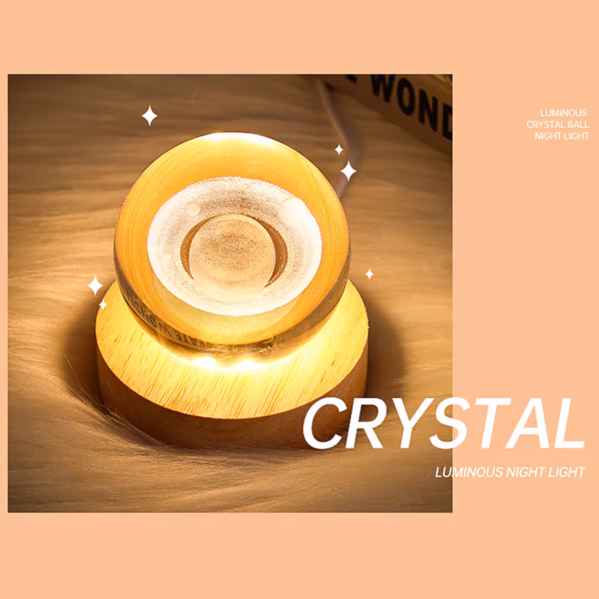 lampe de nuit en forme de boule de cristal