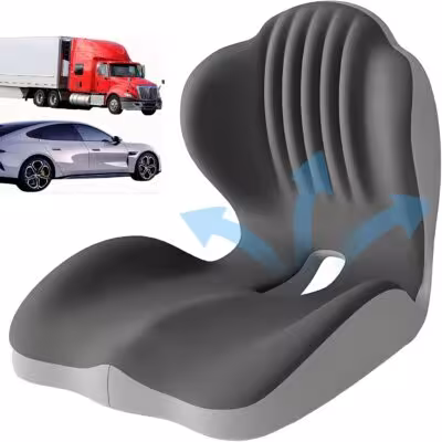 Ergonomic memory foam seat cushion for back support in office chairs, car seats, and at home.