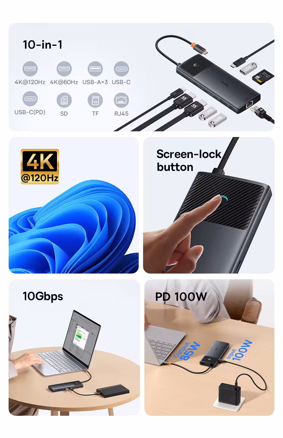USB-C šakotuvas 10-in-1