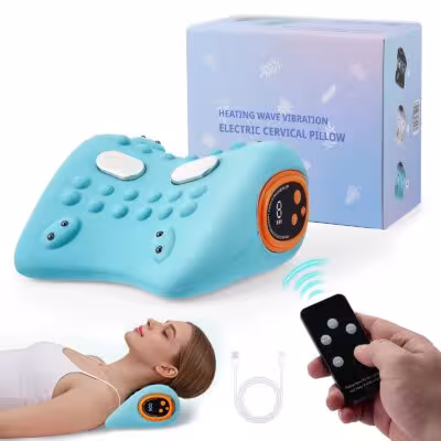 3-in-1 elektrinis kaklo masažuoklis su EMS, šiluma ir vibracija, reguliuojama Shiatsu pagalvė kaklui, pečiams ir nugarai