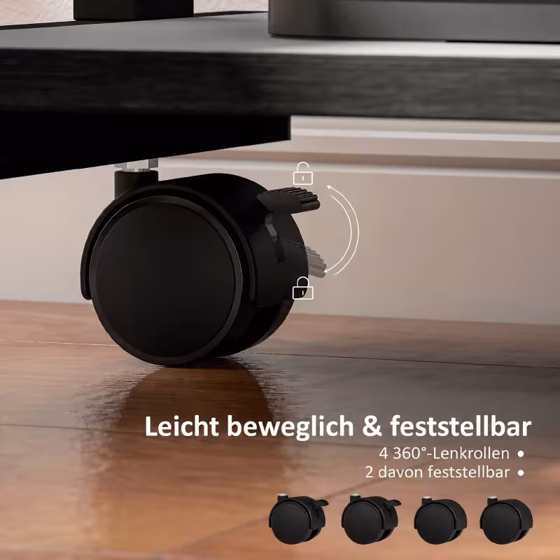 kompiuterio staliukas su ratukais