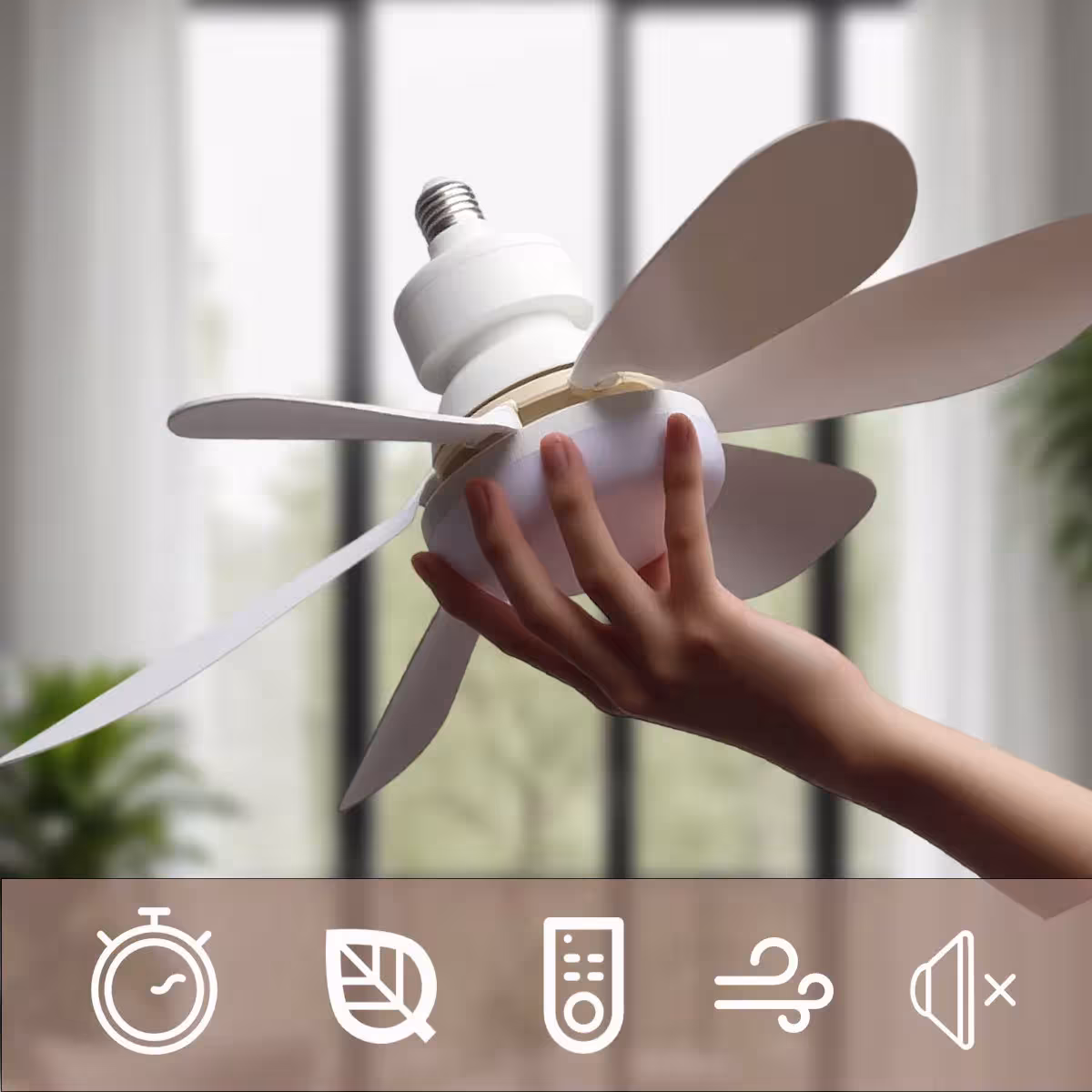 LED 40W ceiling fan light E27 with remote control, brightness adjustment, suitable for living room, office, home, 85-265V