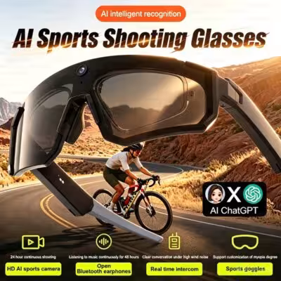 Gafas deportivos inteligentes del año 2026 con cámara integrada de 800W HD y protección antivibración para bicicletas